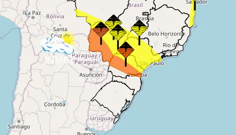 Frente fria avança pelo Sul e chega a Paraná, São Paulo e Mato Grosso do Sul no fim de semana
