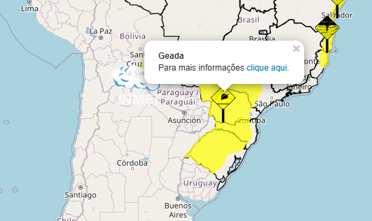 Geadas podem ocorrer em áreas de São Paulo e Mato Grosso do Sul