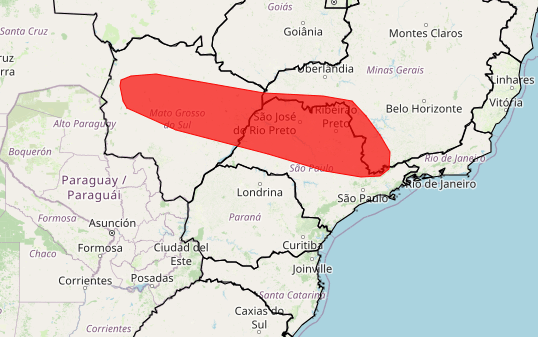 Inmet emite alerta de grande perigo para acumulado de chuva no interior de SP, MS e MG