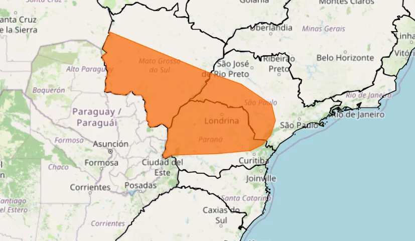 Final de semana tem alerta de perigo para tempestade sobre São Paulo, Paraná e Mato Grosso do Sul